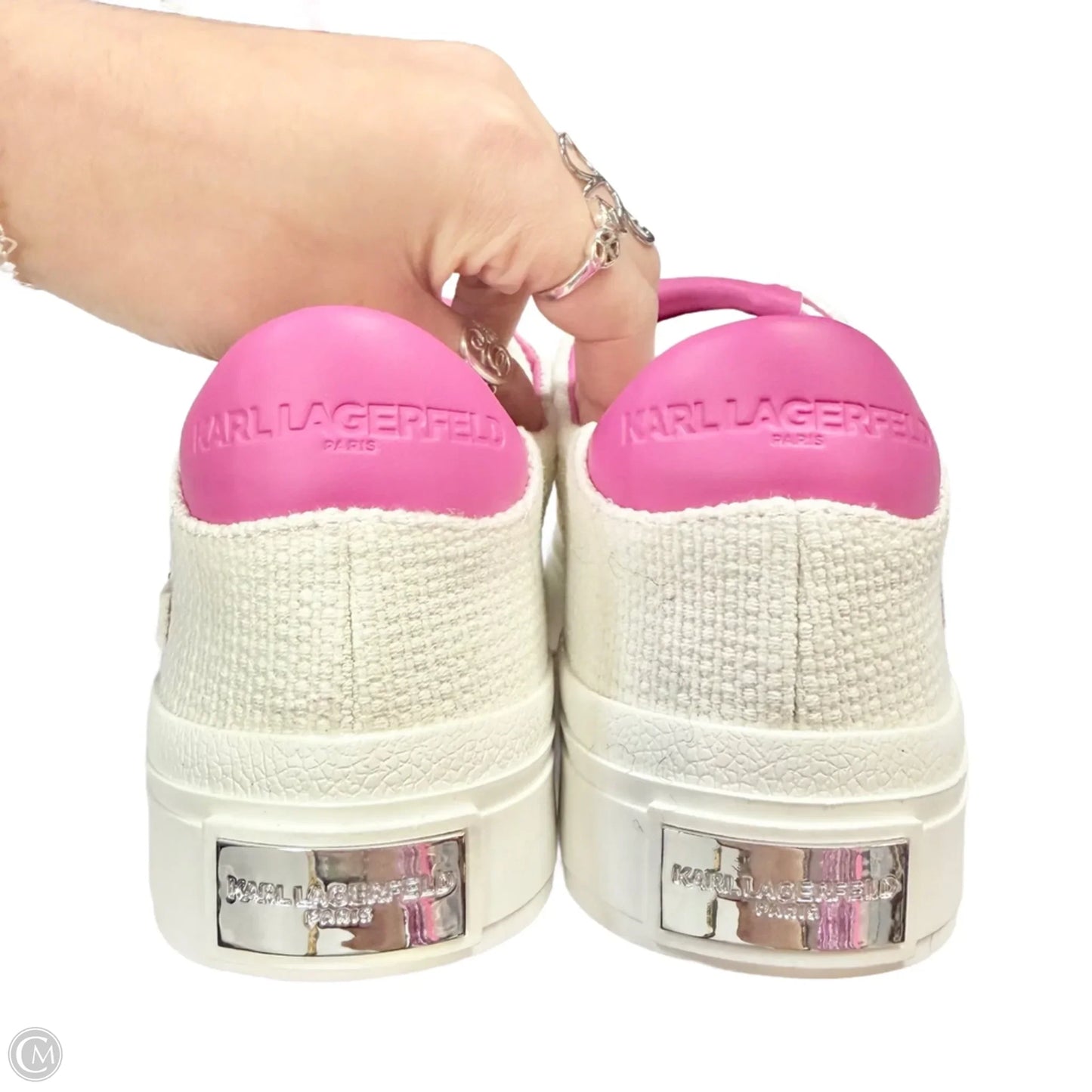 Shoes Designer By Karl Lagerfeld In White, Size: 9.5