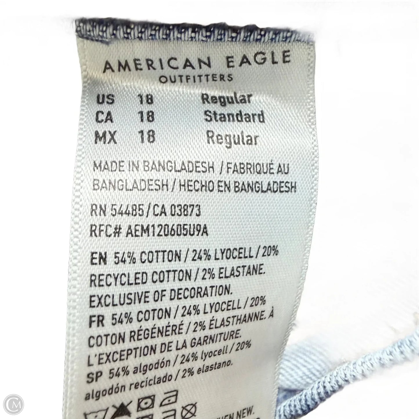 Jeans Wide Leg By American Eagle In Blue Denim, Size: 18