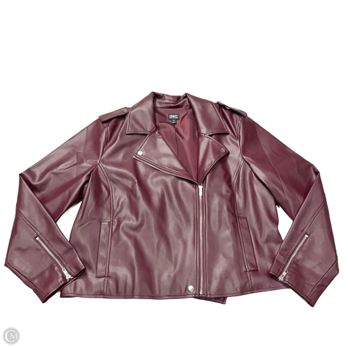 Jacket Moto By Inc In Maroon, Size: Xxl