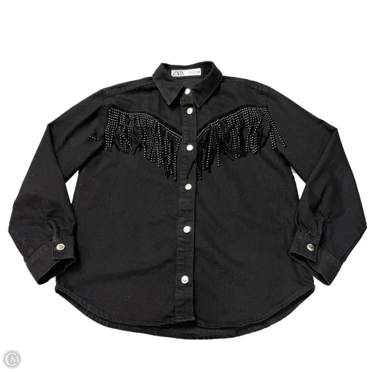 Jacket Denim By Zara In Black Denim, Size: Xs
