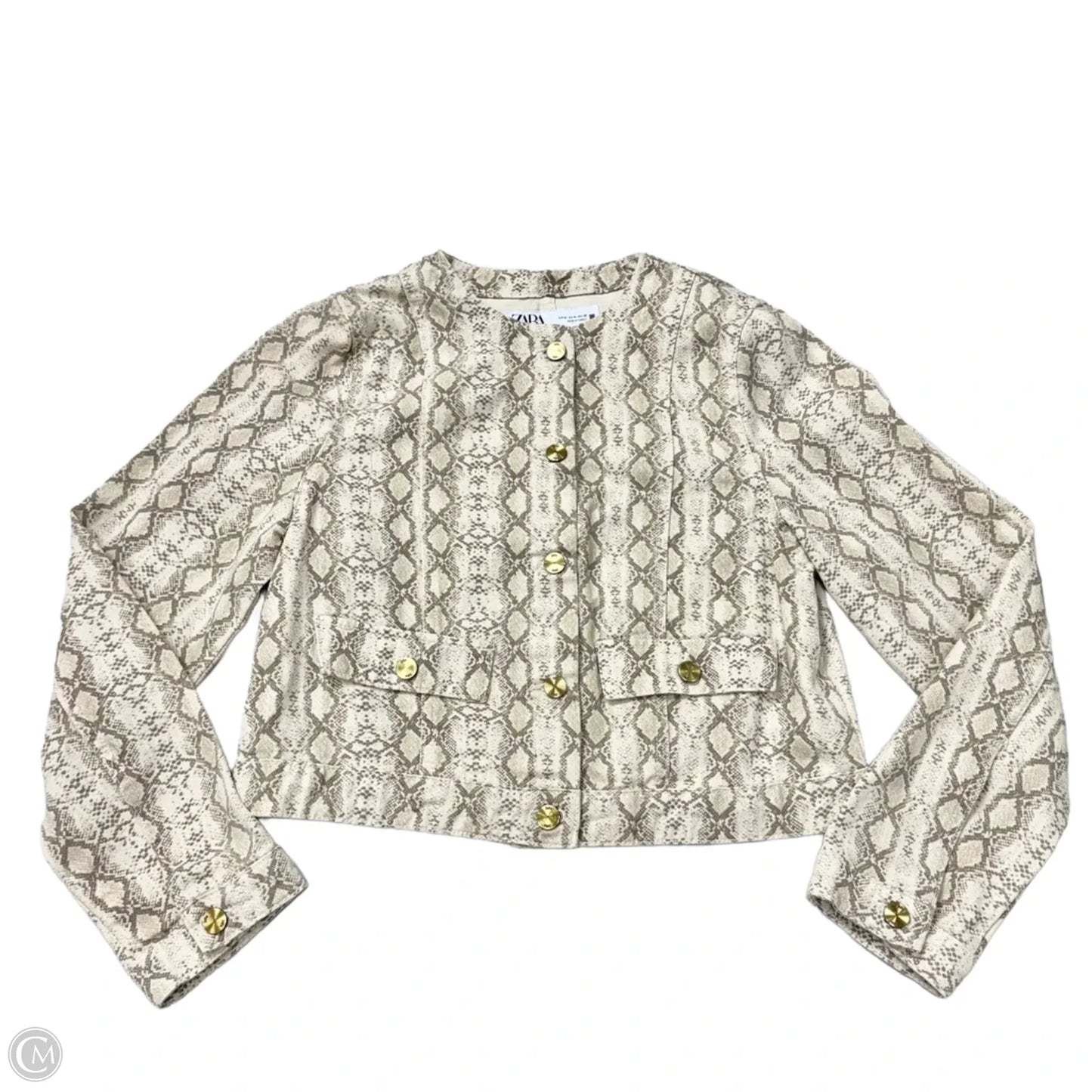 Jacket Shirt By Zara In Snakeskin Print, Size: M