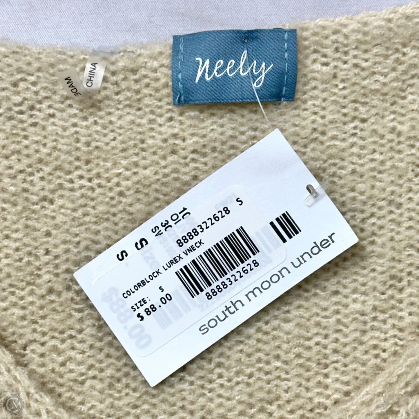 Sweater By Neely In Cream & Green, Size: S