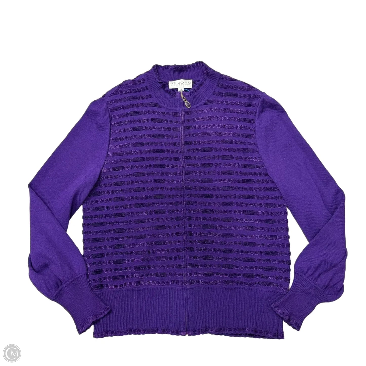 Sweater Cardigan Luxury Designer By St John Collection In Purple, Size: L
