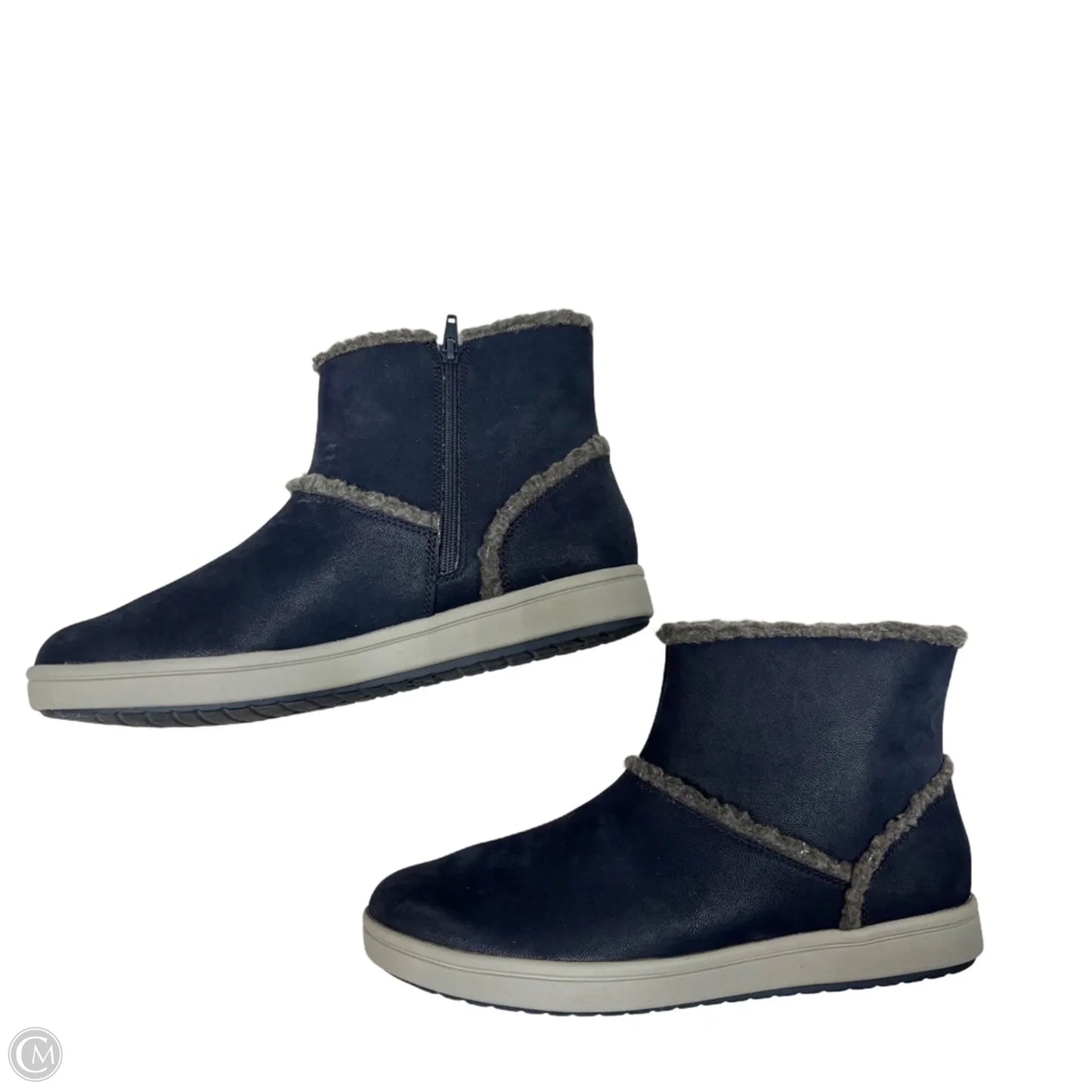 Boots Ankle Flats By Clarks In Navy, Size: 10