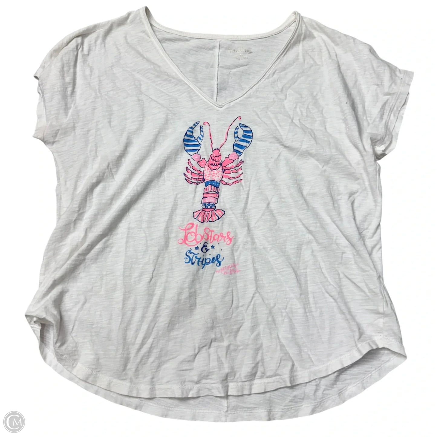 Top Short Sleeve Designer By Lilly Pulitzer In White, Size: M