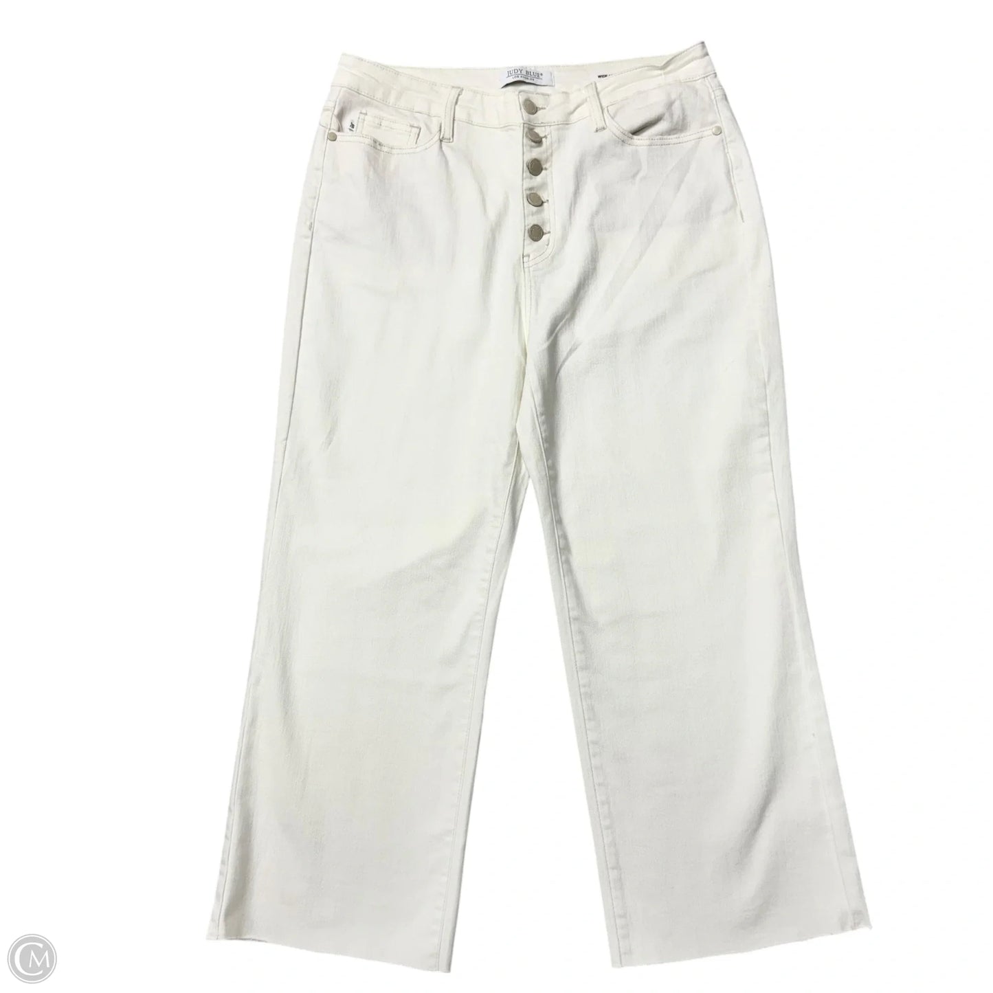 Jeans Wide Leg By Judy Blue In White Denim, Size: 14