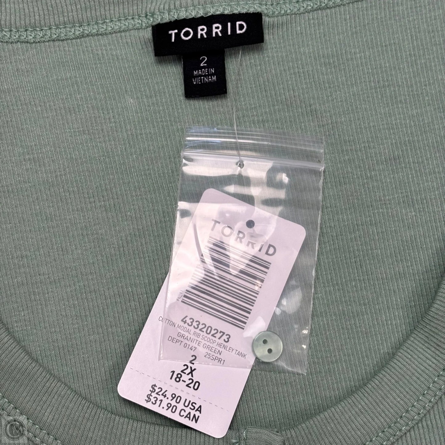 Top Sleeveless By Torrid In Green, Size: 2x