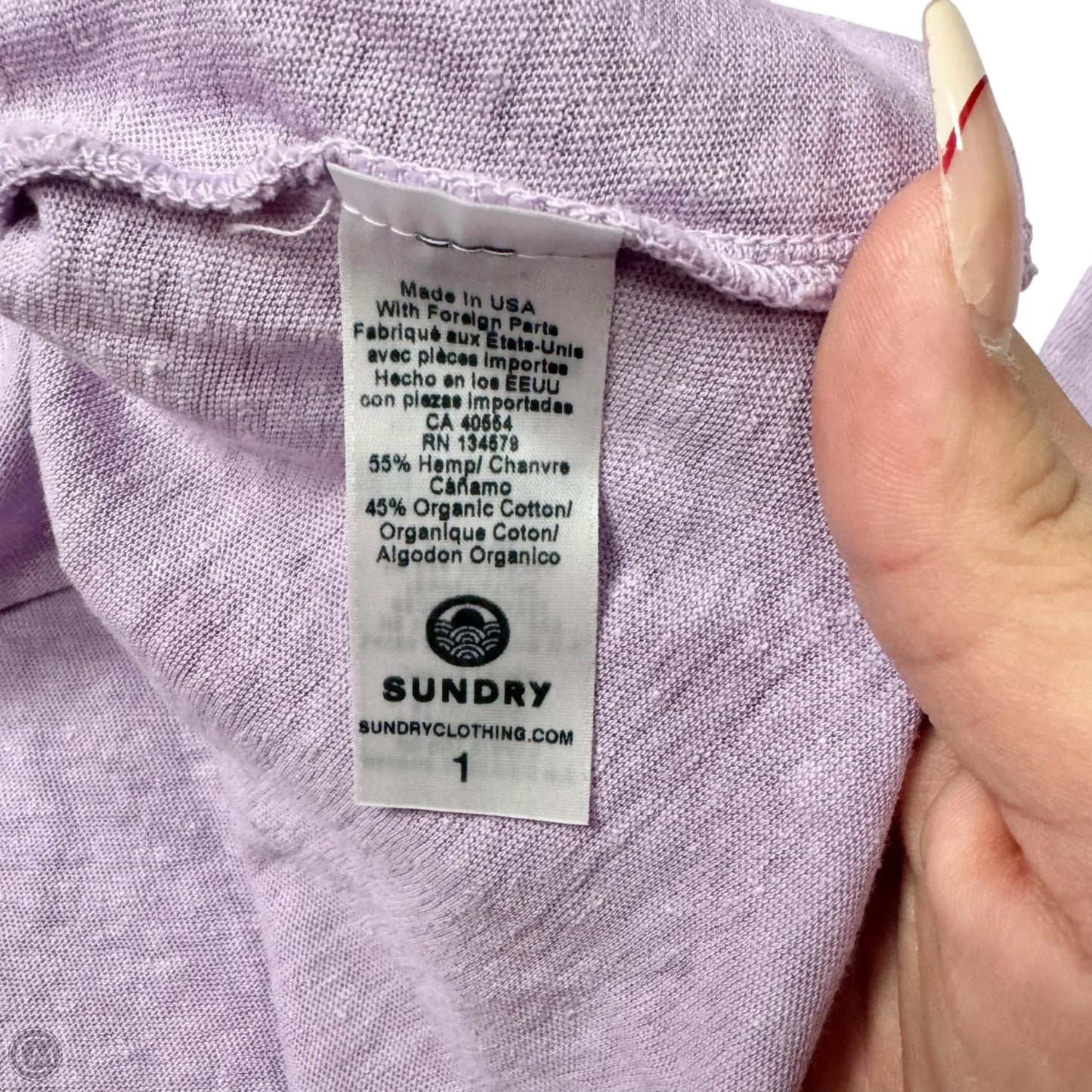 Top Long Sleeve By Sundry In Purple, Size: S