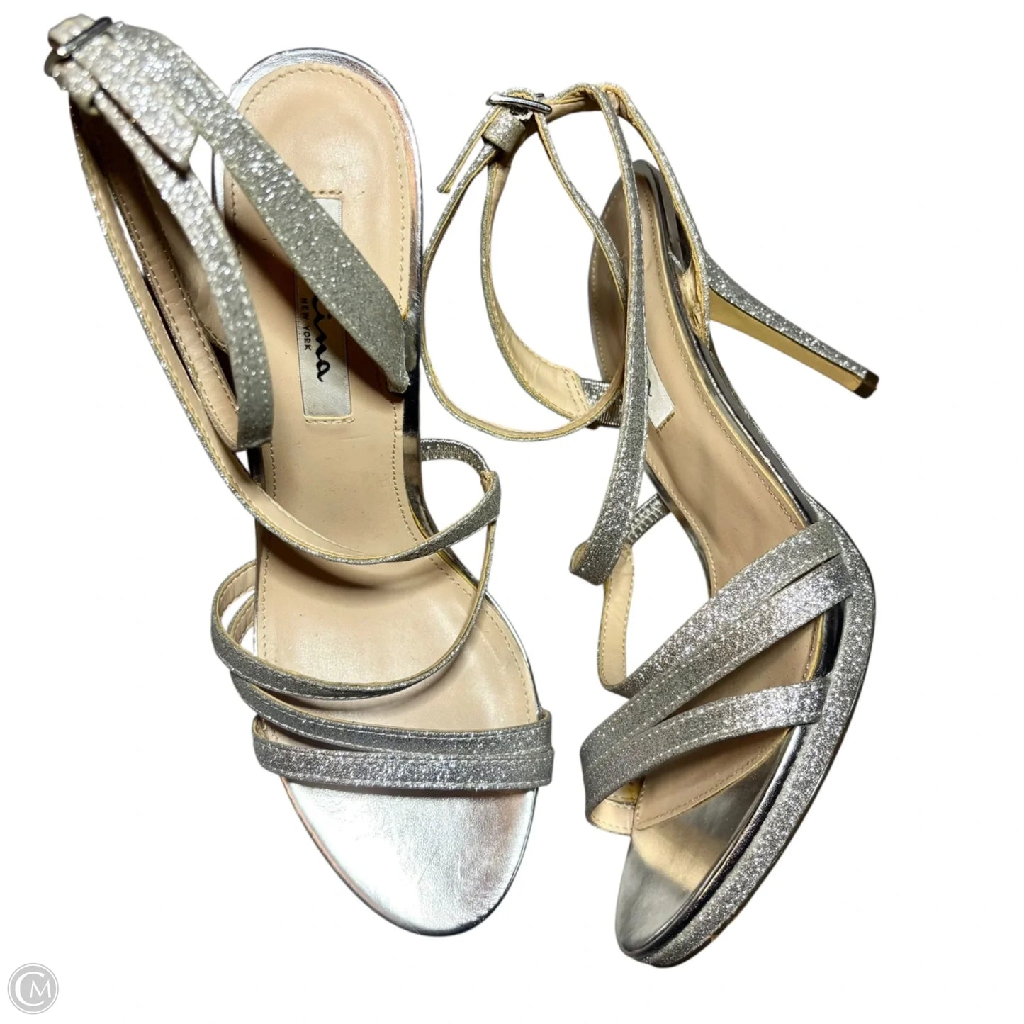 Sandals Heels Stiletto By Nina In Silver, Size: 10