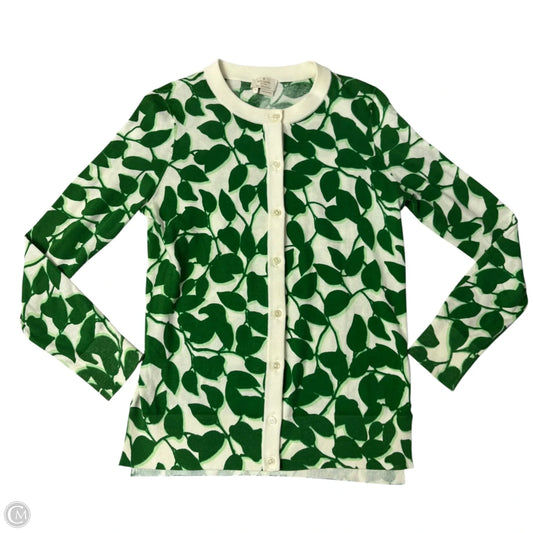 Cardigan Designer By Kate Spade In Green & White, Size: S