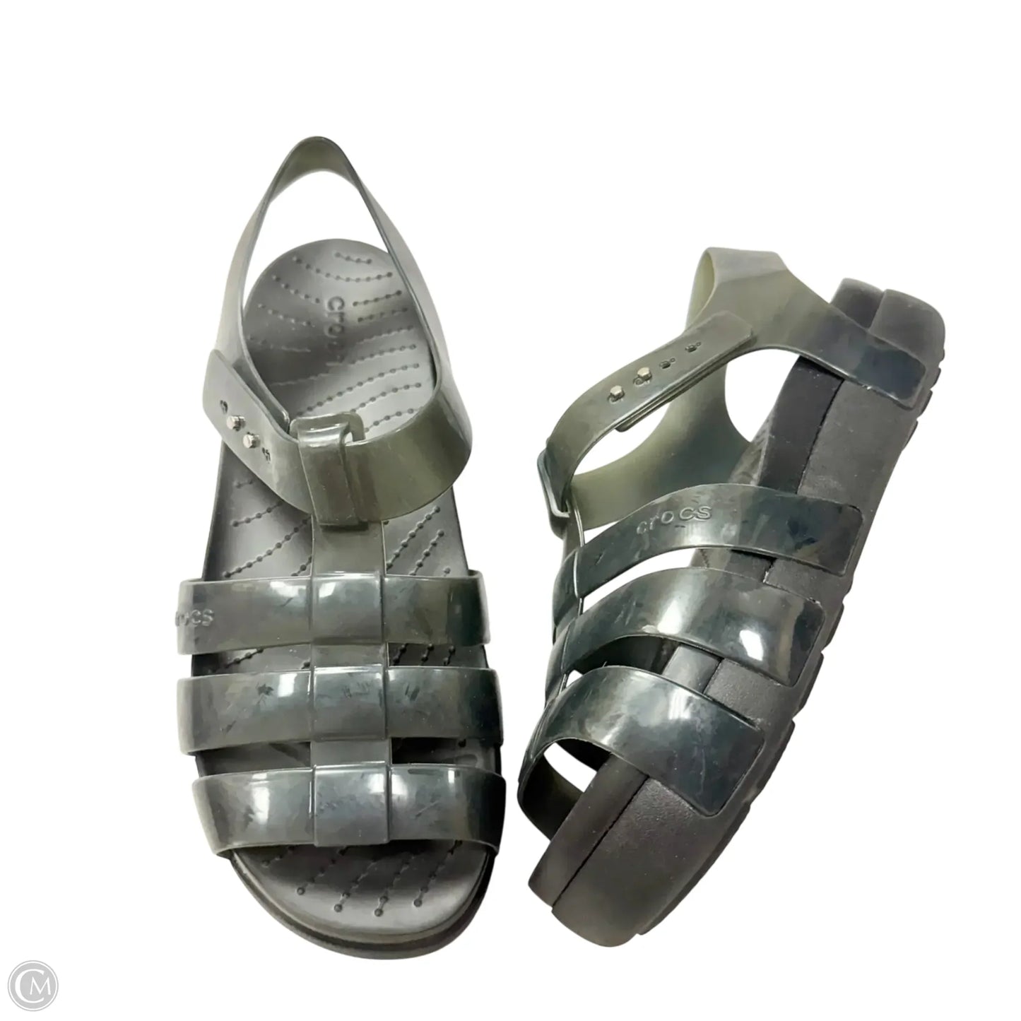 Sandals Flats By Crocs In Black, Size: 9