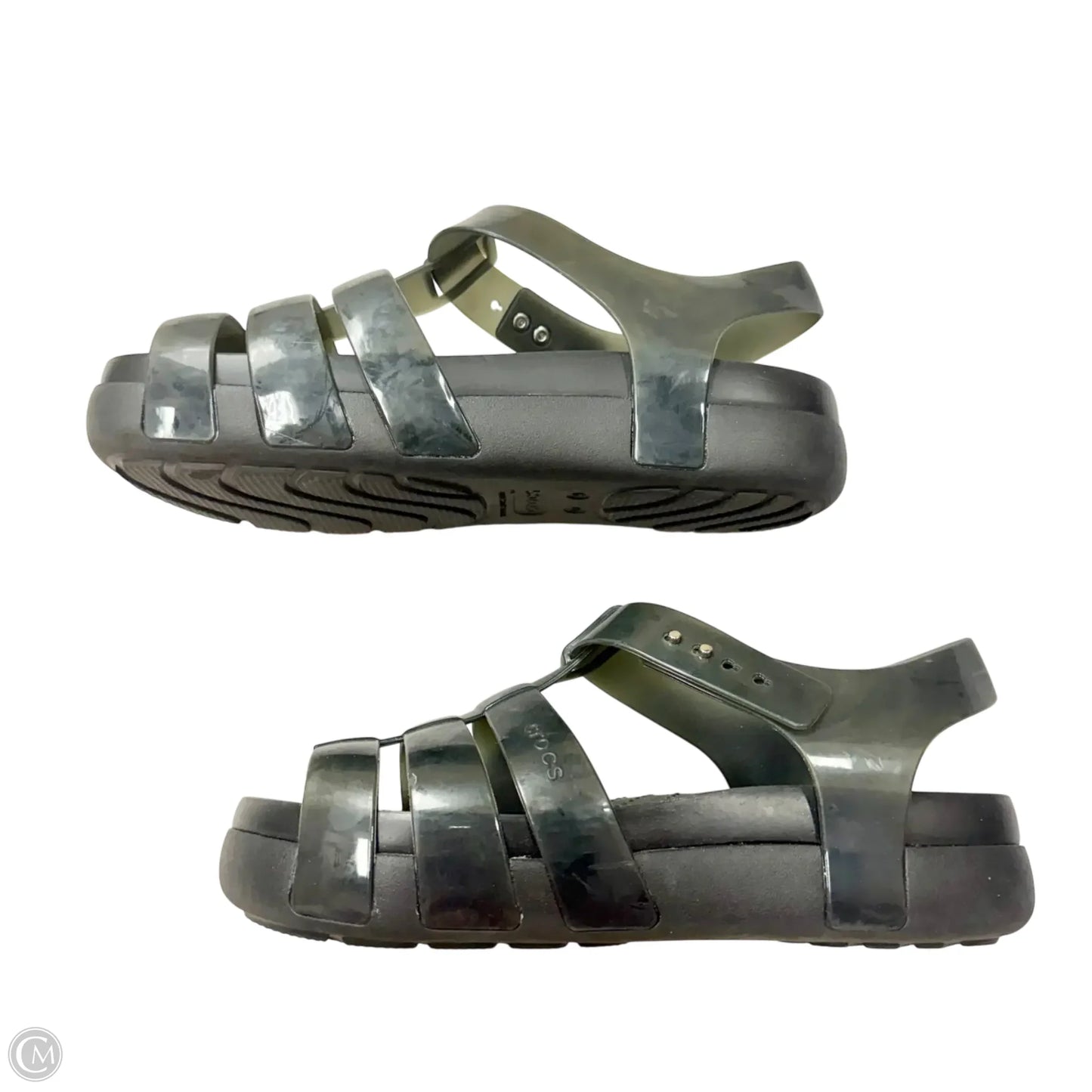 Sandals Flats By Crocs In Black, Size: 9