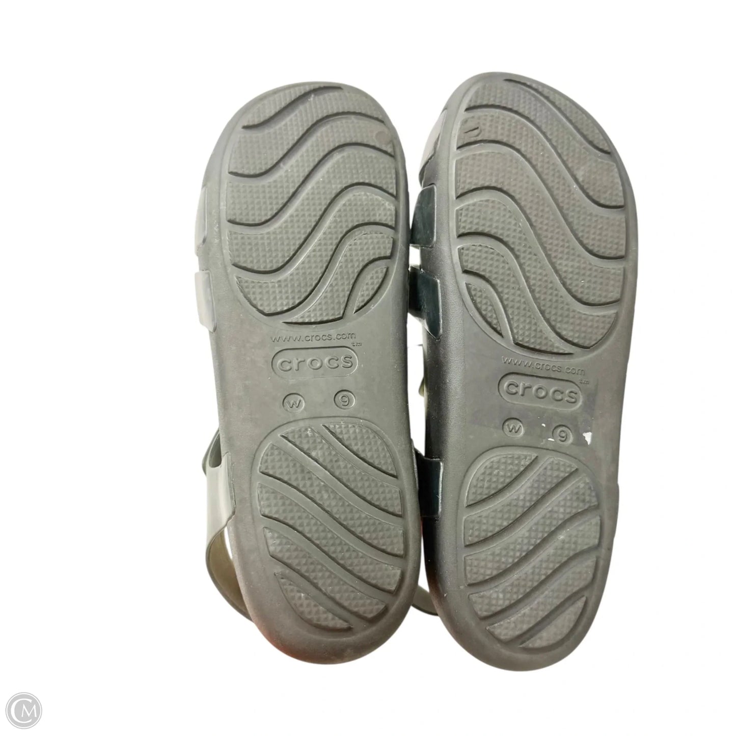 Sandals Flats By Crocs In Black, Size: 9