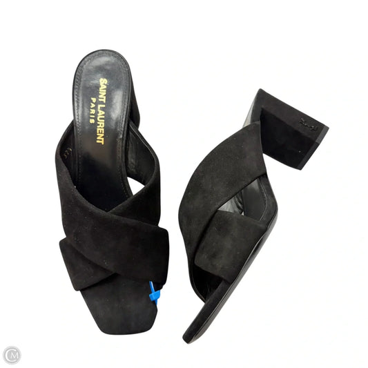 Sandals Luxury Designer By Yves Saint Laurent In Black, Size: 7