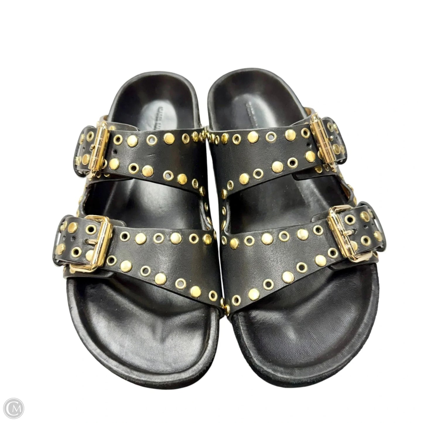 Sandals Designer By Isabel Marant In Black & Gold, Size: 5