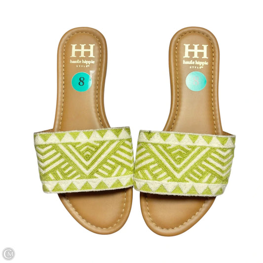 Sandals Flats By Haute Hippie In Green & White, Size: 8
