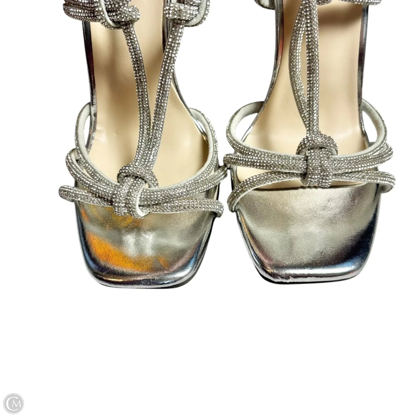 Sandals Heels Stiletto By Cme In Silver, Size: 7.5