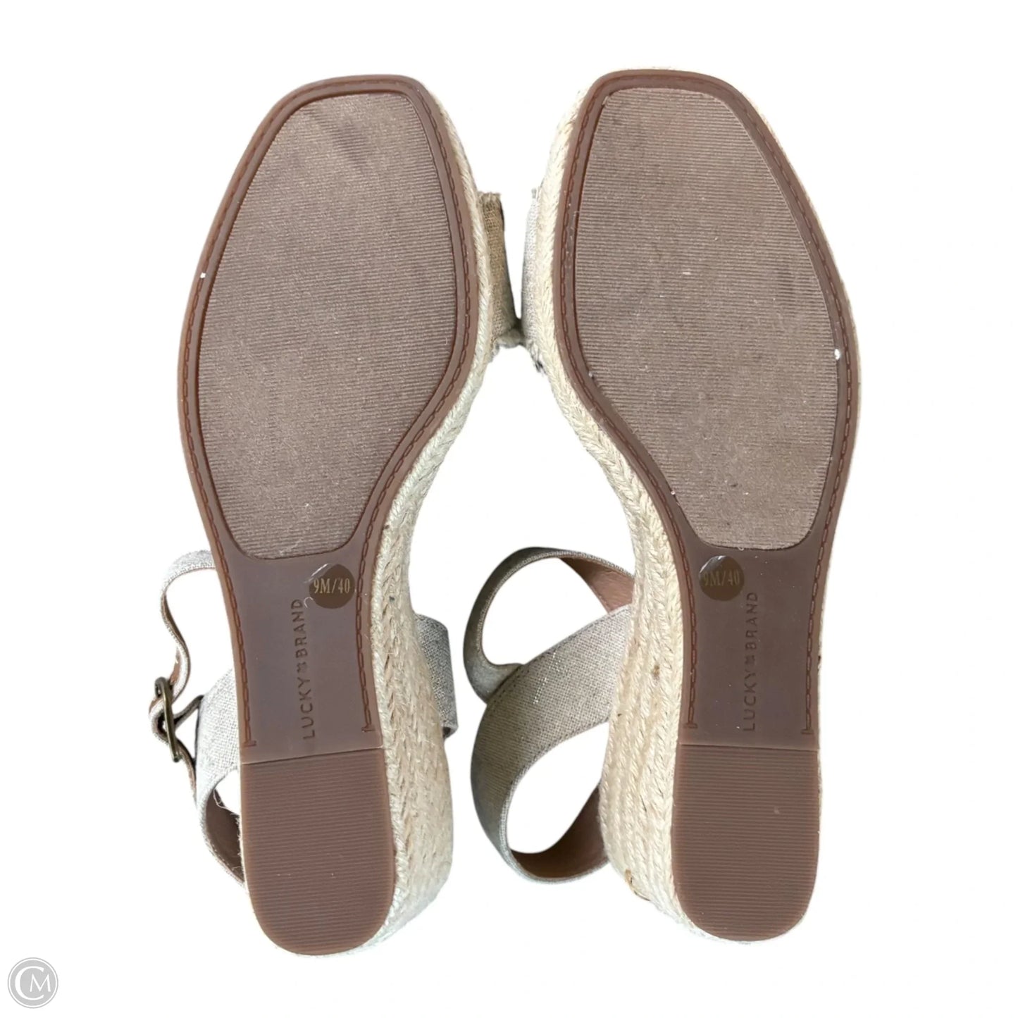 Sandals Heels Wedge By Lucky Brand In Beige, Size: 9