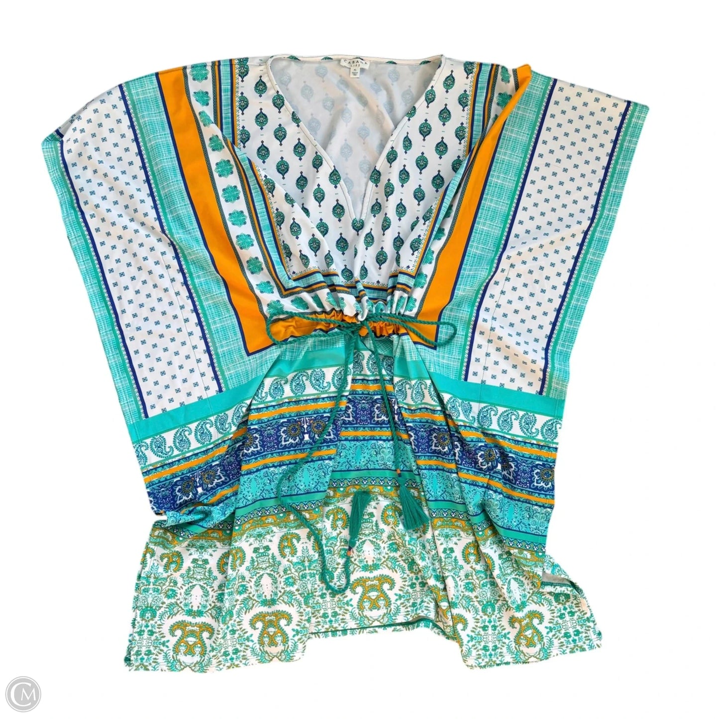 Swimwear Cover-up By Cabana Life In Blue & White, Size: Xl