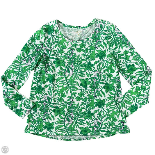 Top Long Sleeve Designer By Lilly Pulitzer In Green & White, Size: L