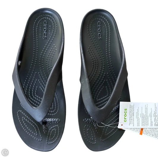 Sandals Flip Flops By Crocs In Black, Size: 7