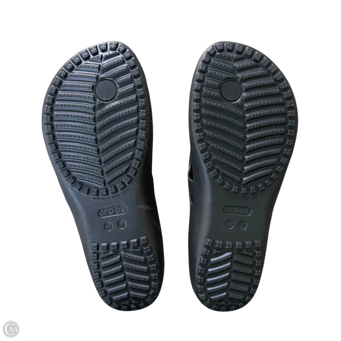 Sandals Flip Flops By Crocs In Black, Size: 7