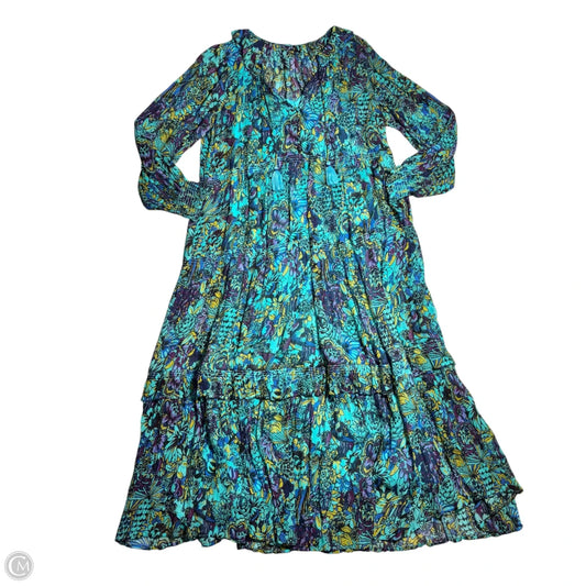 anthropologie long green dress Anthropologie Green Chiffon Tie Front 