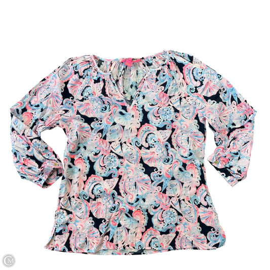Top 3/4 Sleeve Designer By Lilly Pulitzer In Navy, Size: Xs