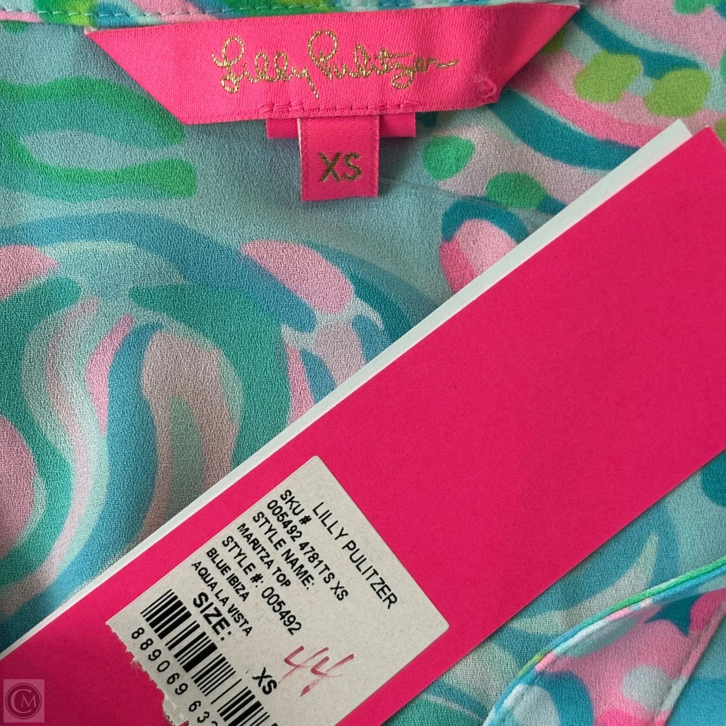 Top Long Sleeve Designer By Lilly Pulitzer In Blue & Green, Size: Xs