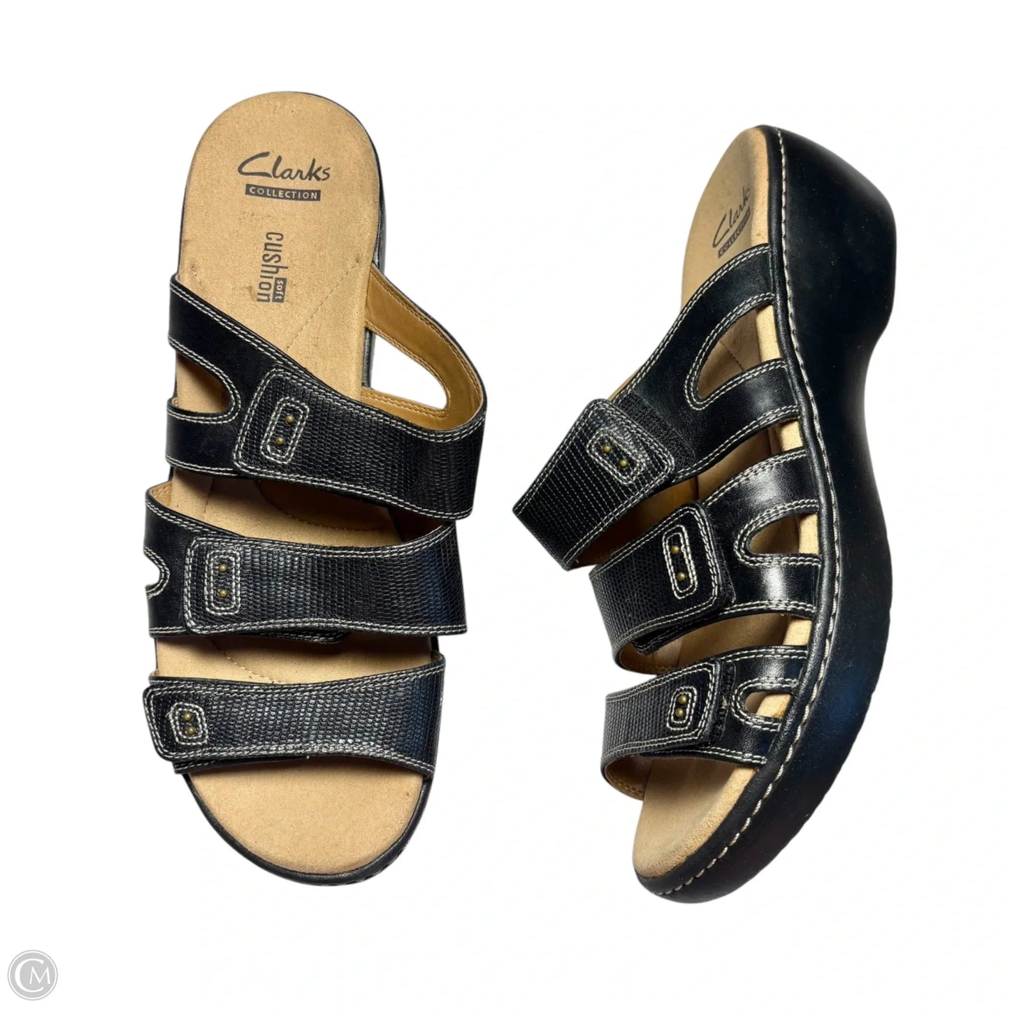 Sandals Flats By Clarks In Black, Size: 9.5