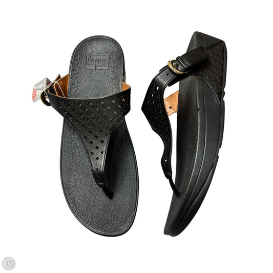 Sandals Heels Wedge By Fitflop In Black, Size: 10