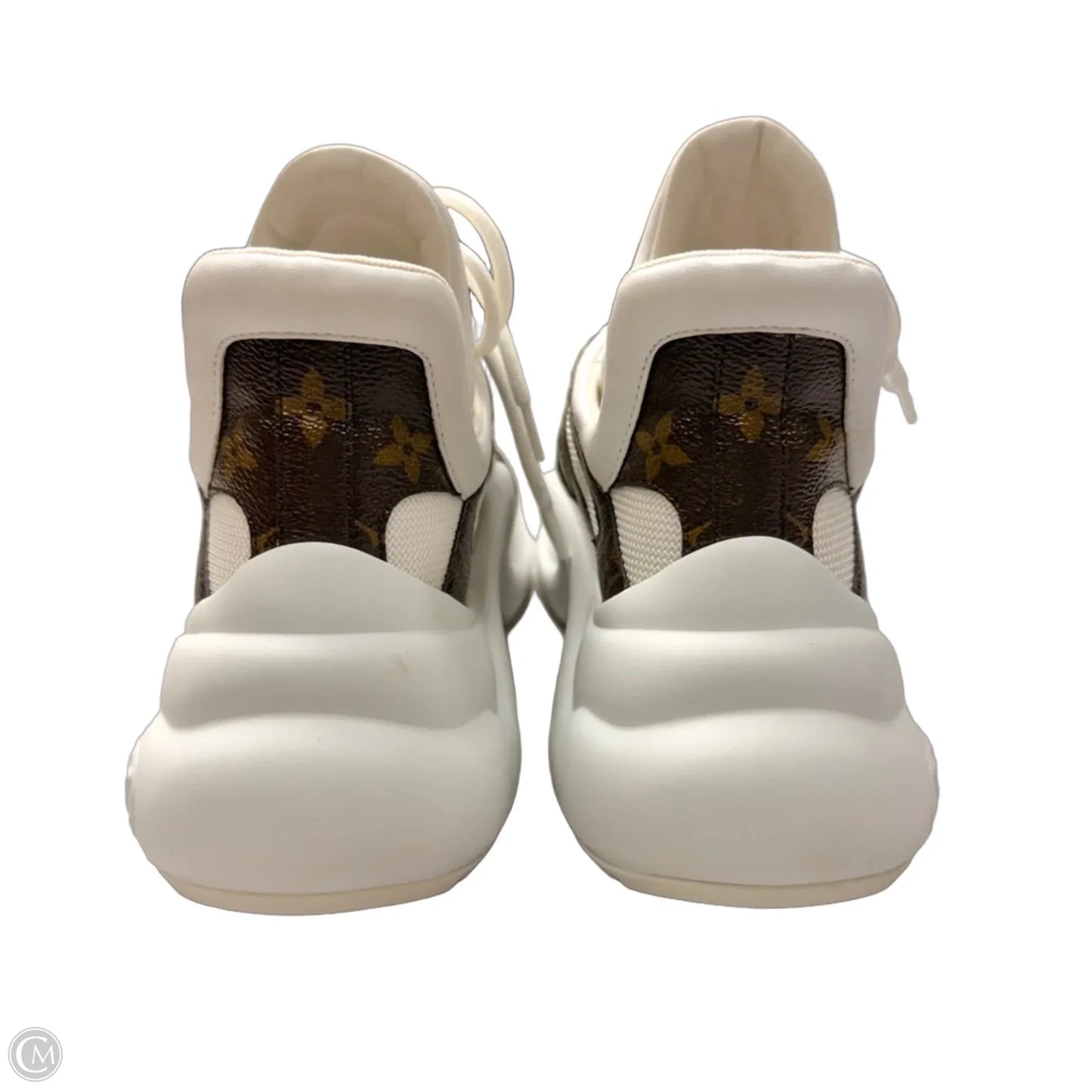 Shoes Luxury Designer By Louis Vuitton In Brown & White, Size: 7.5