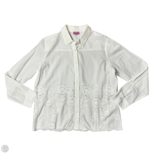 Top Long Sleeve By Miami In White, Size: L