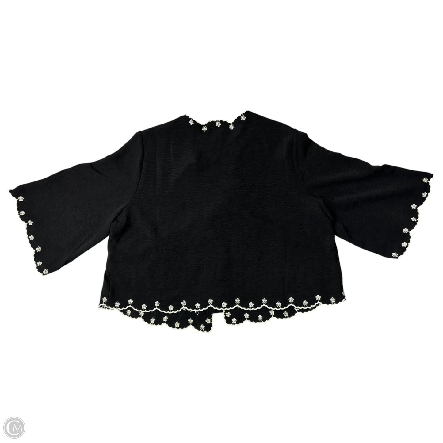 Top 3/4 Sleeve By Adrianna Papell In Black, Size: L