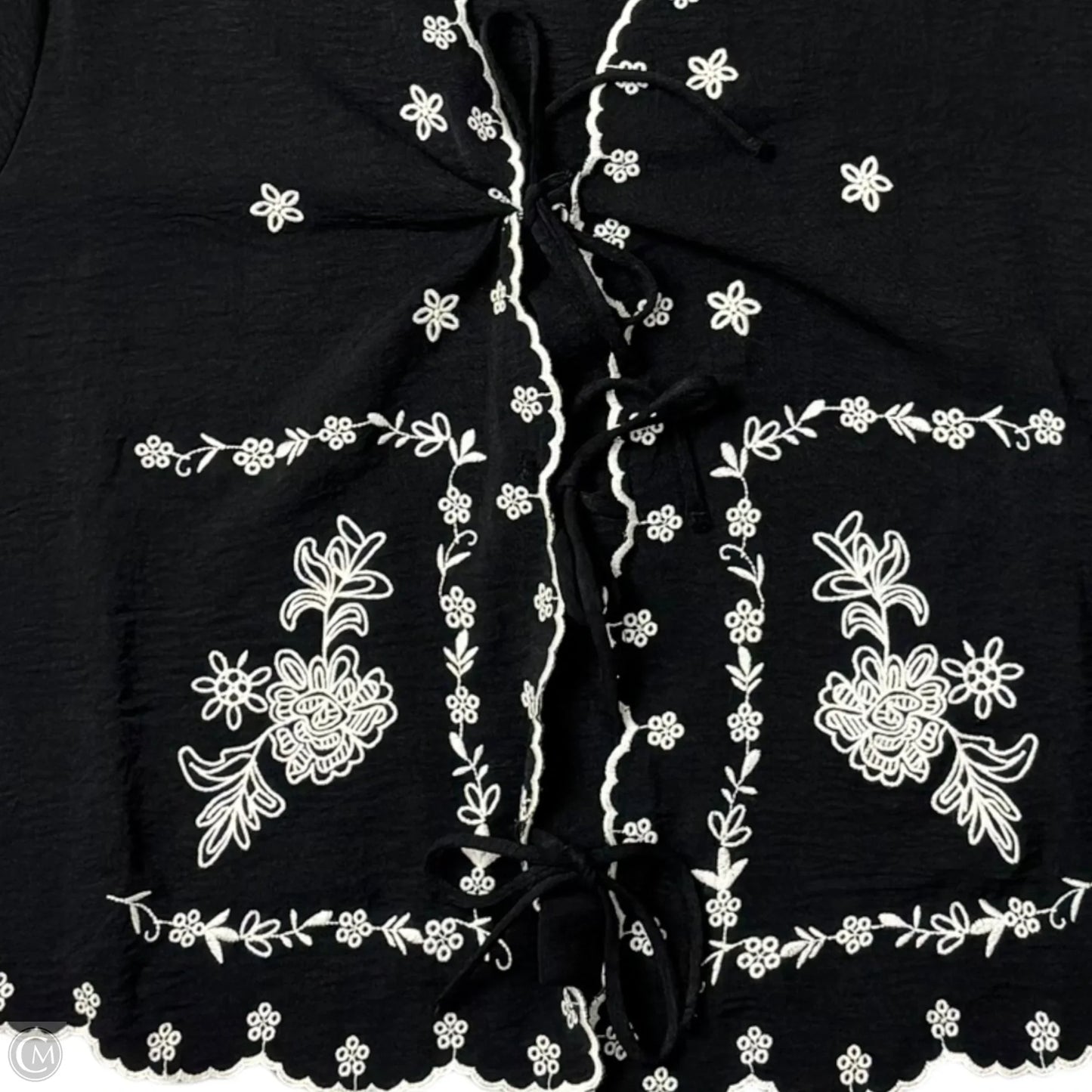 Top 3/4 Sleeve By Adrianna Papell In Black, Size: L