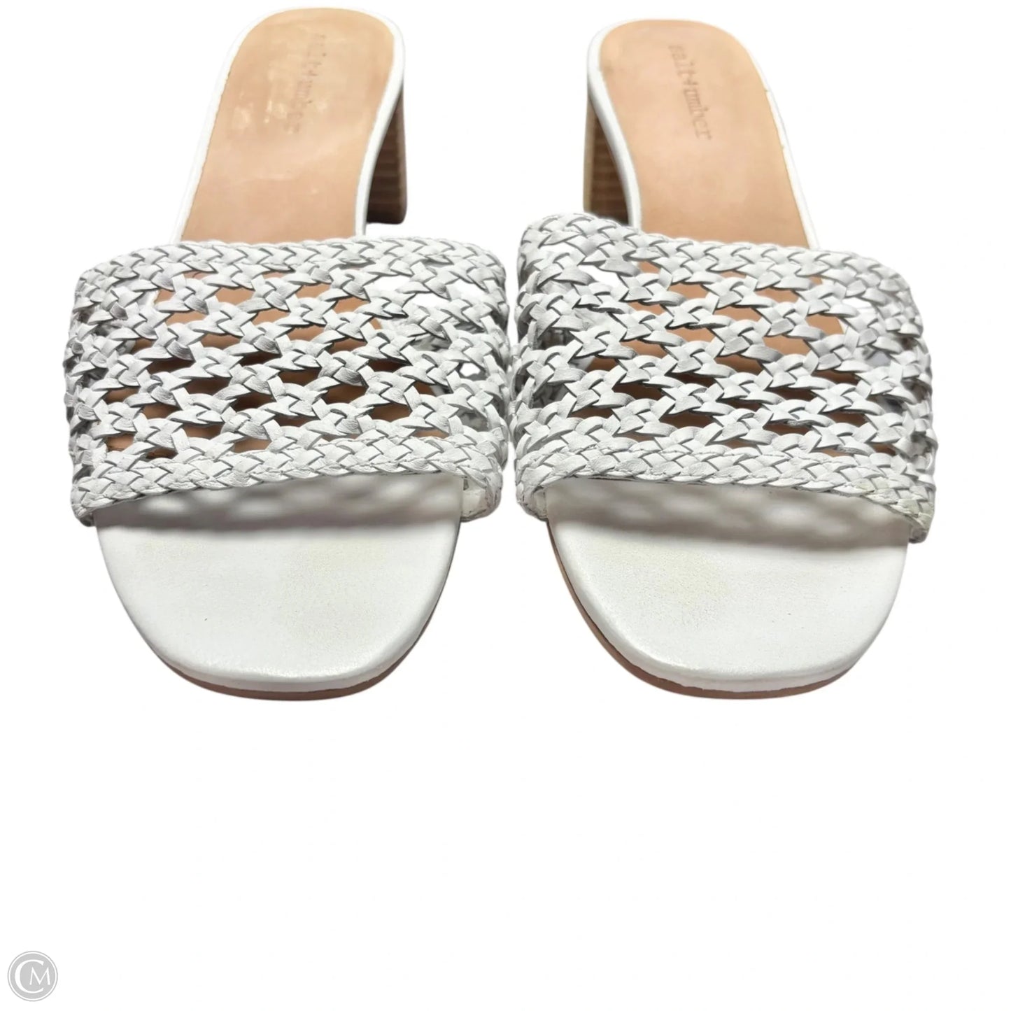 Sandals Heels Kitten By Salt + Tumber In White, Size: 8
