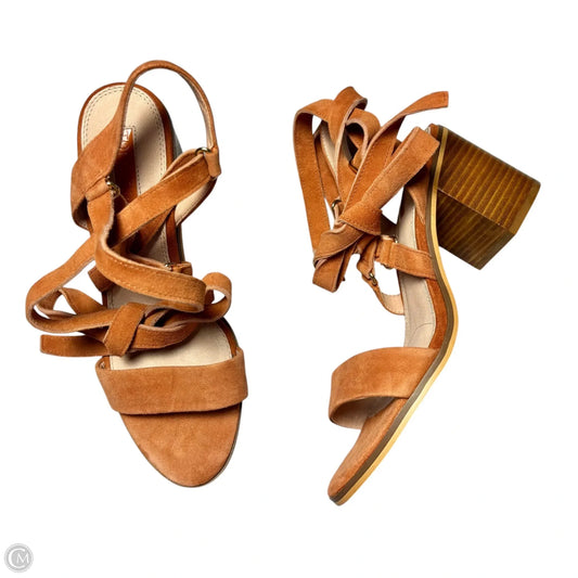 Sandals Heels Block By Topshop In Orange, Size: 7.5