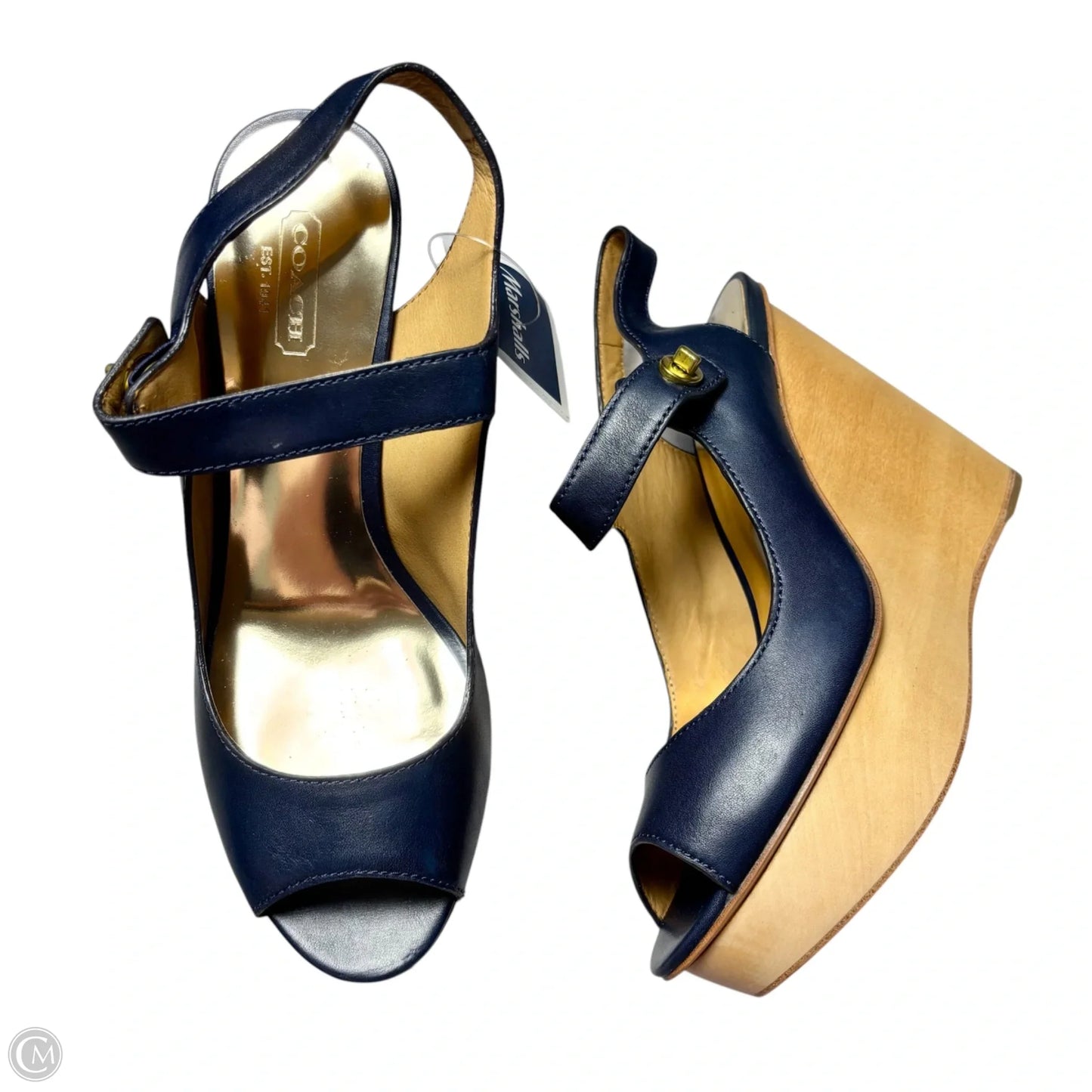 Sandals Designer By Coach In Navy, Size: 7.5