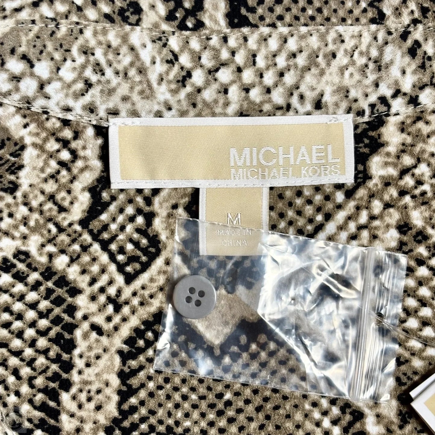 Top Long Sleeve By Michael By Michael Kors In Snakeskin Print, Size: M