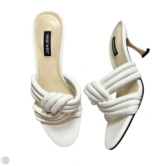 Sandals Heels Kitten By Nine West In White, Size: 7
