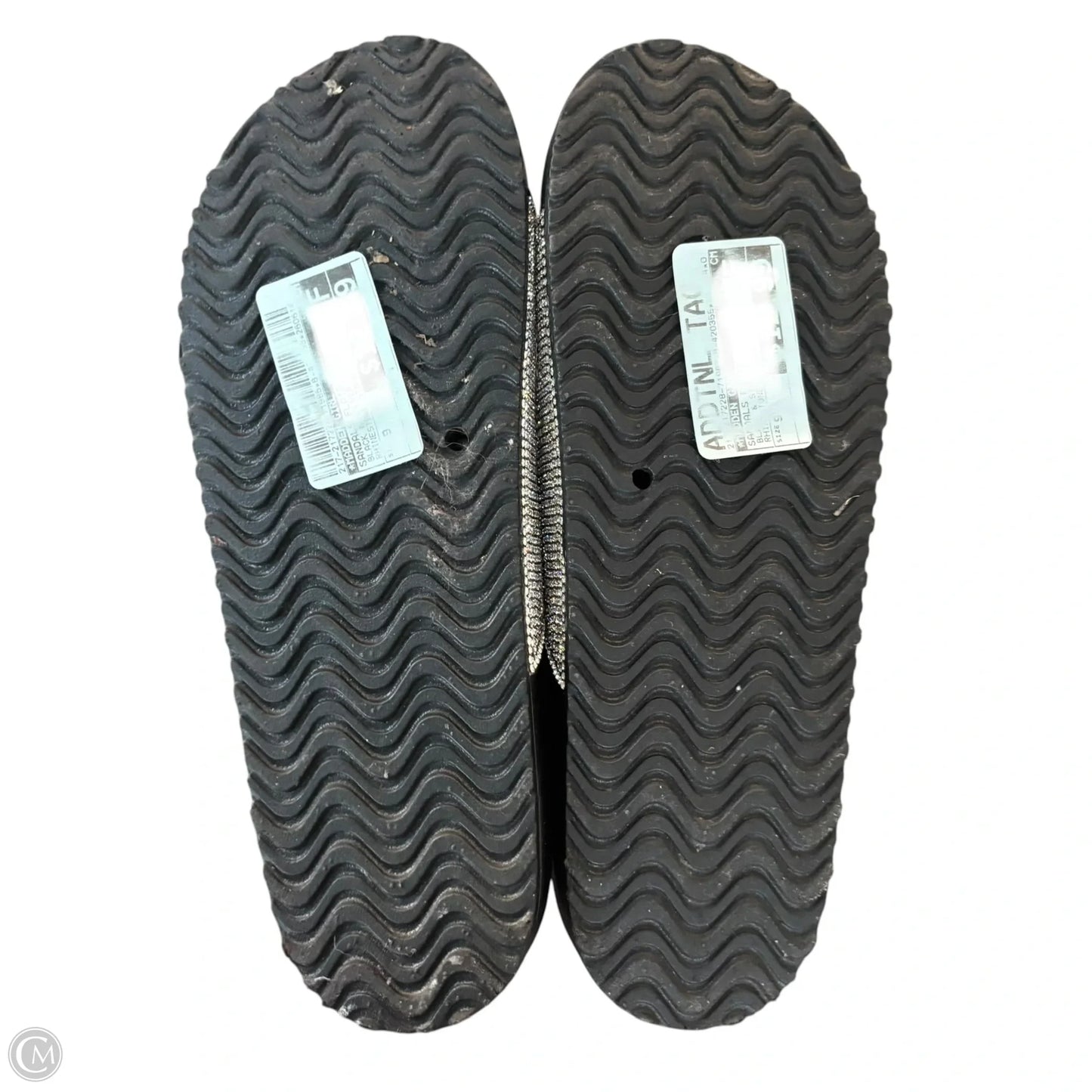 Sandals Flats By Madden Girl In Black & Silver, Size: 9