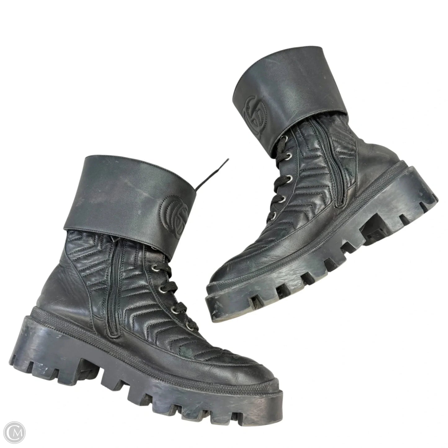 Boots Luxury Designer By Gucci In Black, Size: 6.5