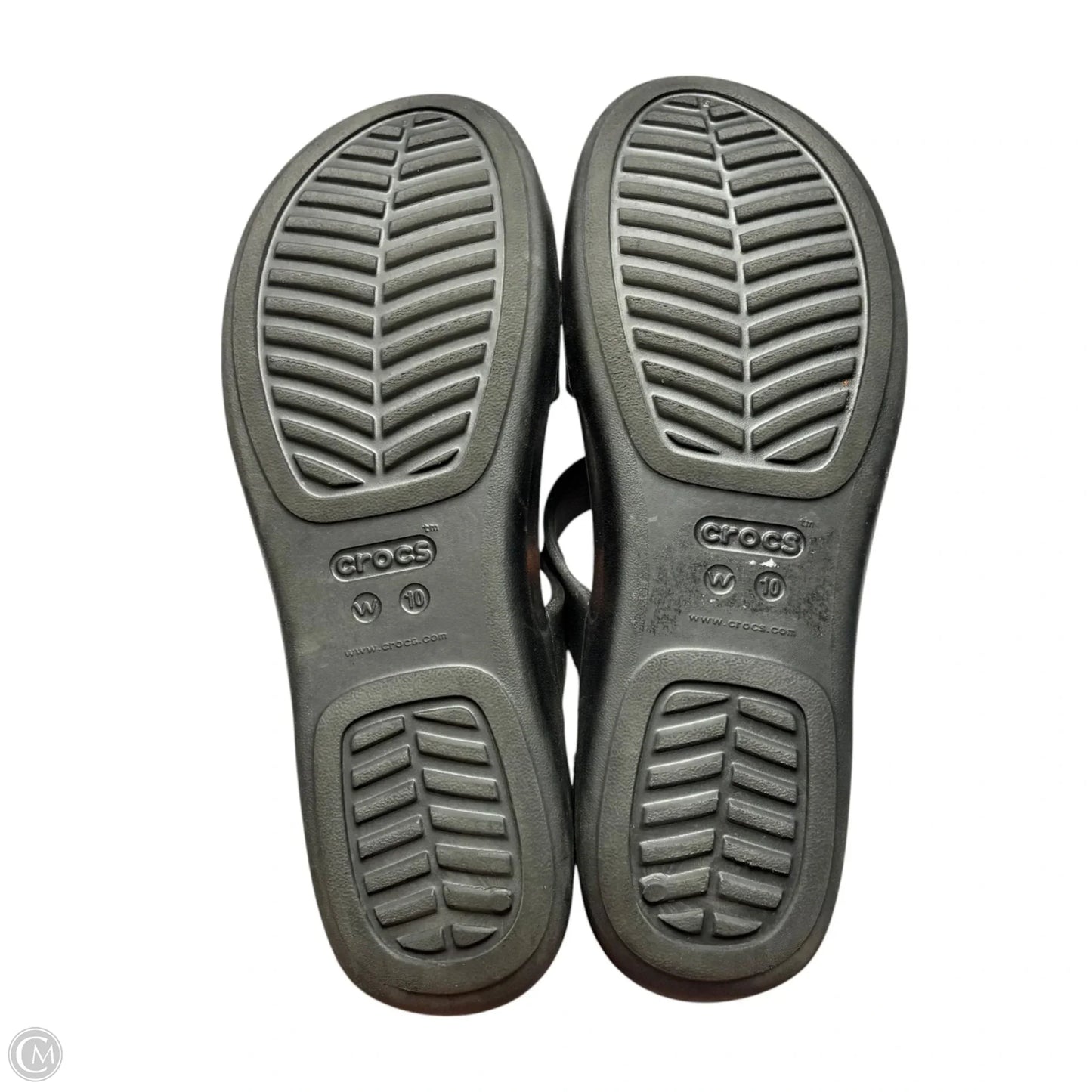 Sandals Heels Wedge By Crocs In Black, Size: 10