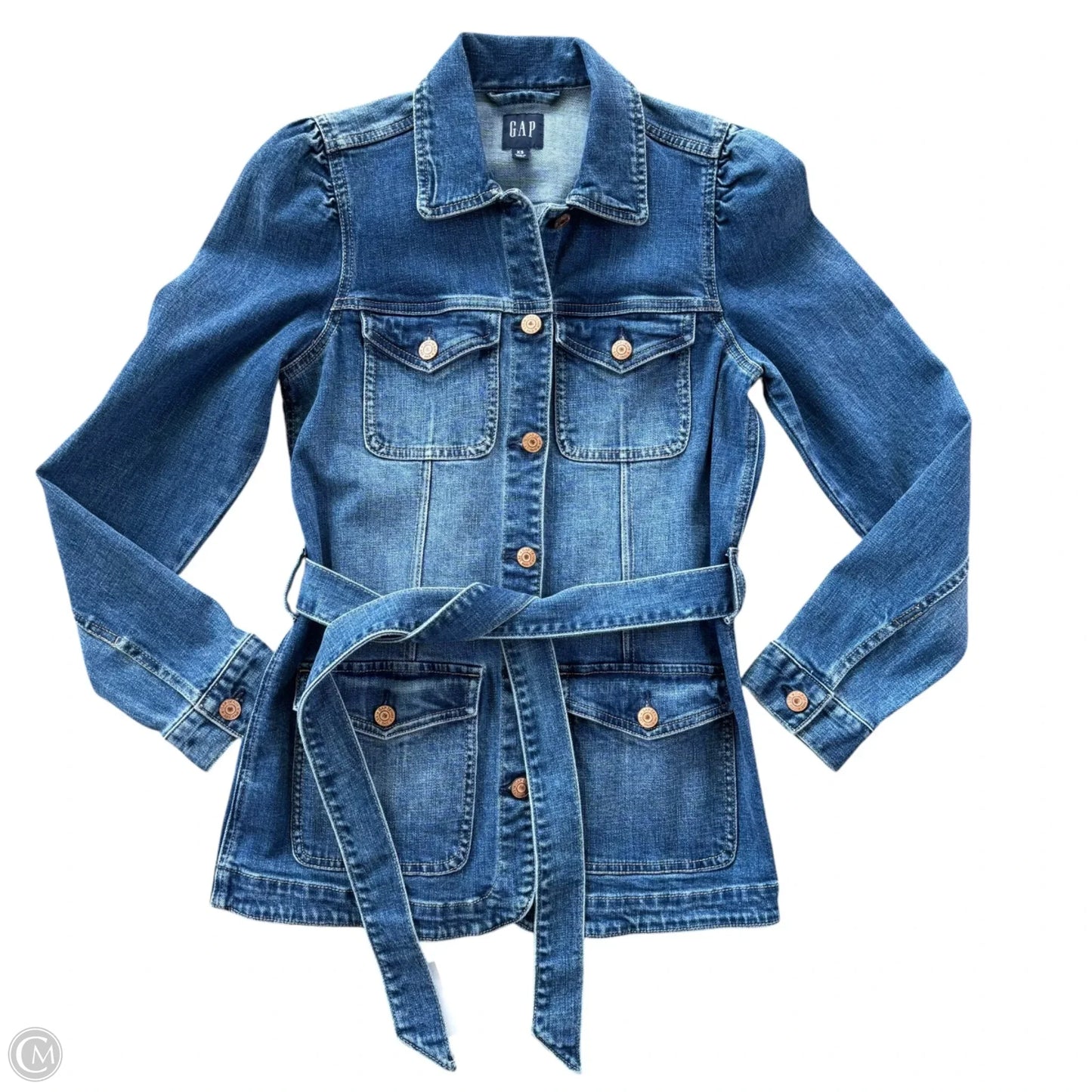Jacket Denim By Gap In Blue Denim, Size: Xs