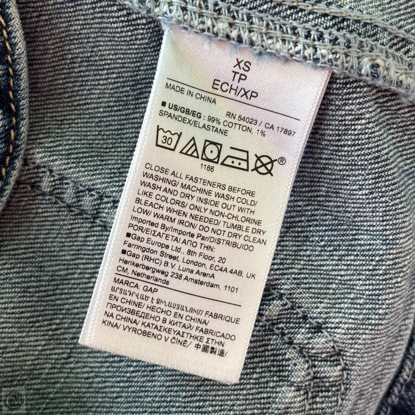 Jacket Denim By Gap In Blue Denim, Size: Xs