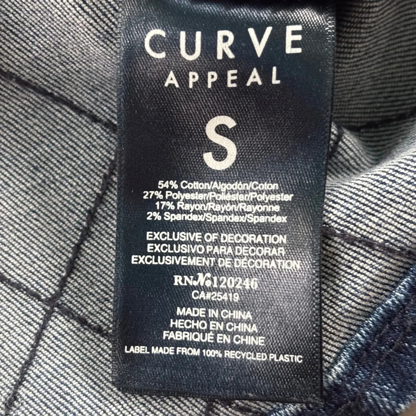 Jacket Denim By Curve Appeal In Blue Denim, Size: S