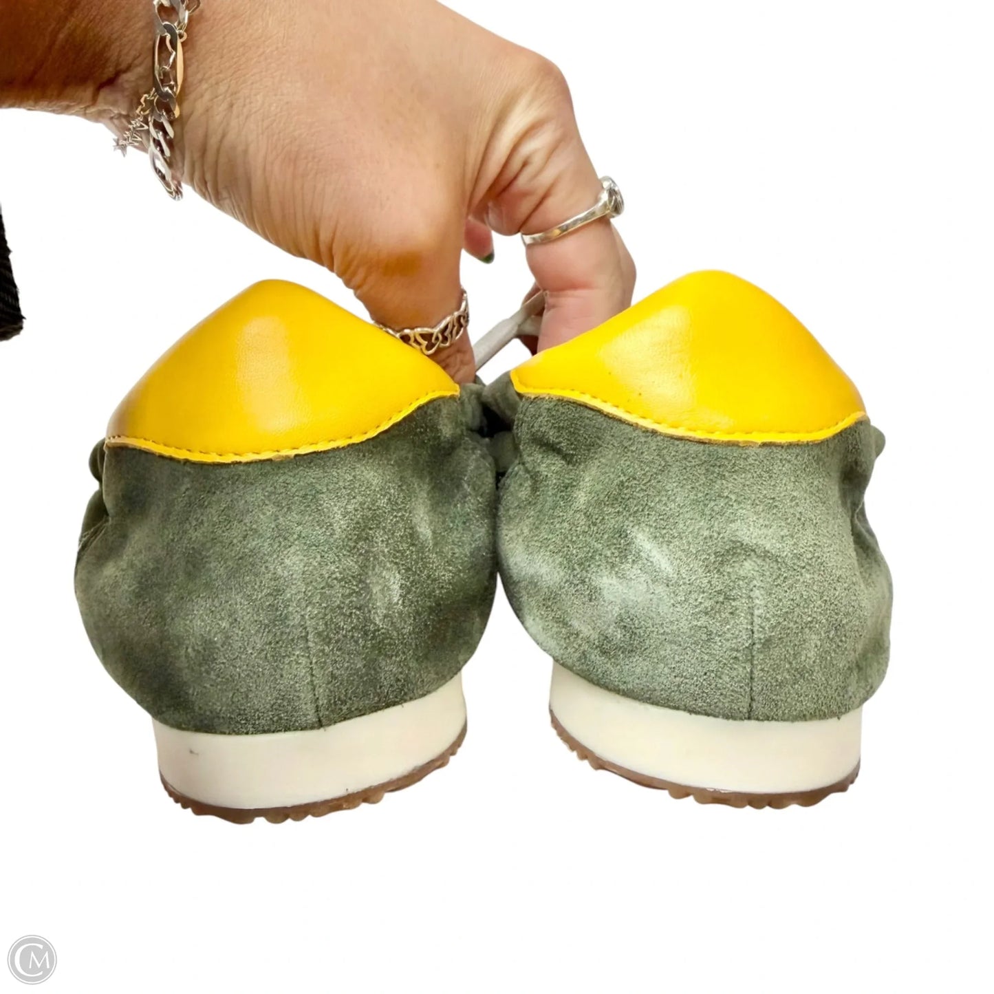 Shoes Designer By Tory Burch In Green & Yellow, Size: 9