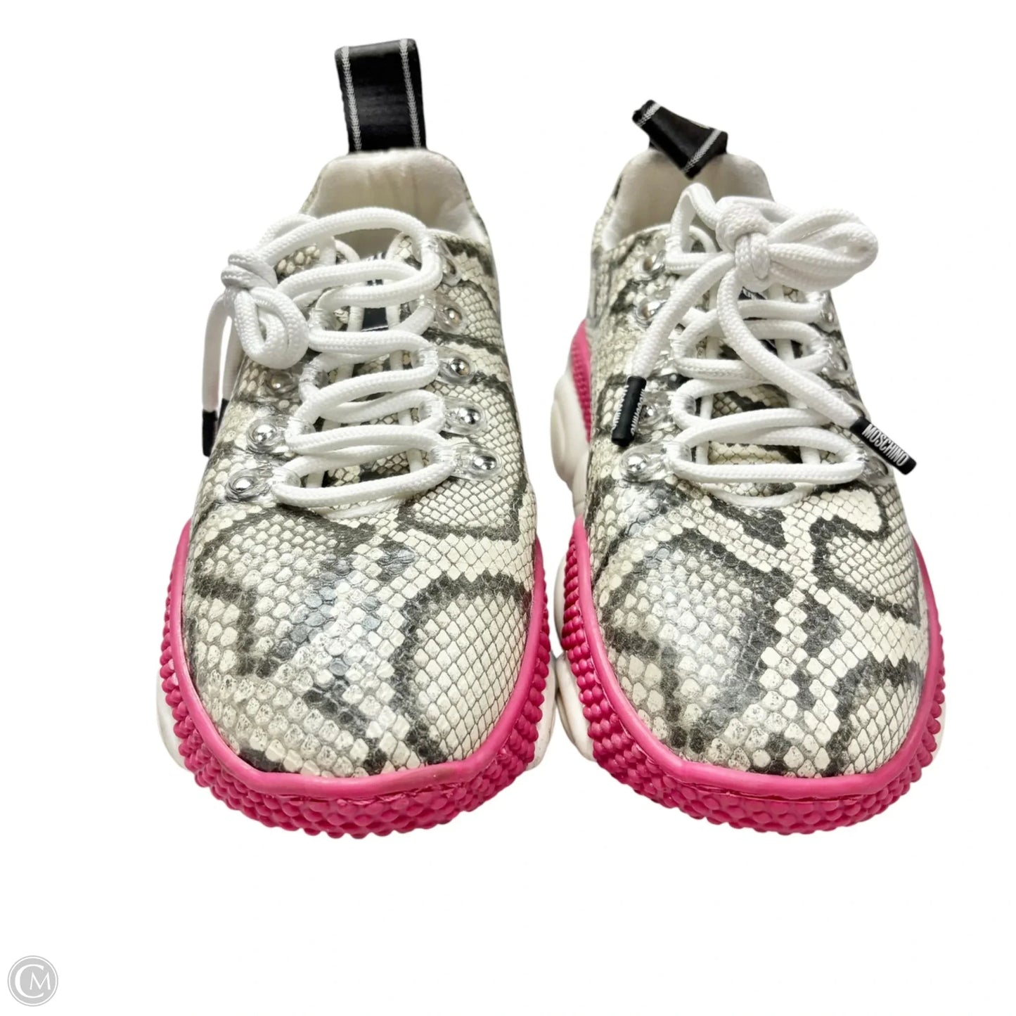 Shoes Luxury Designer By Moschino In Snakeskin Print, Size: 8.5