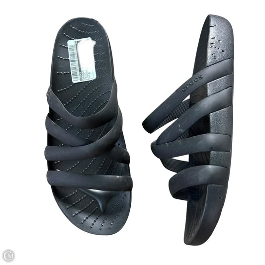 Sandals Flats By Crocs In Black, Size: 9