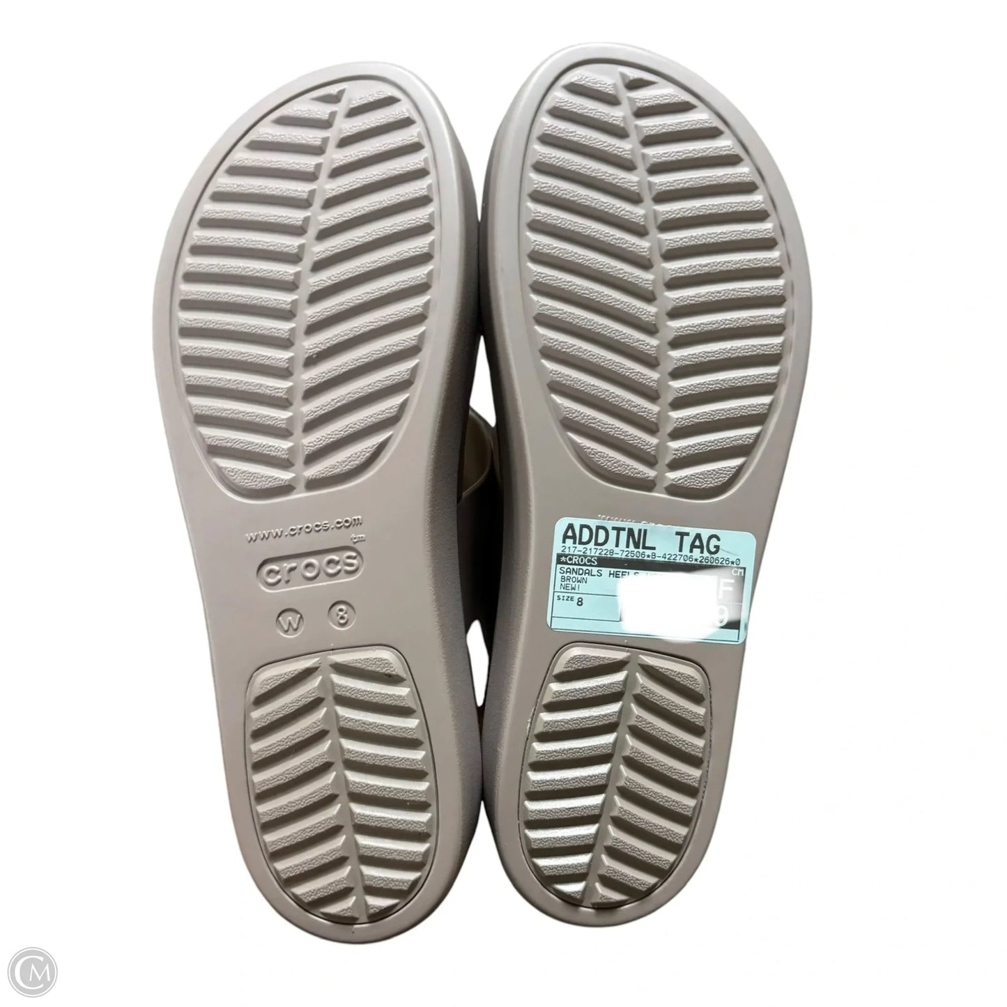 Sandals Heels Wedge By Crocs In Brown, Size: 8